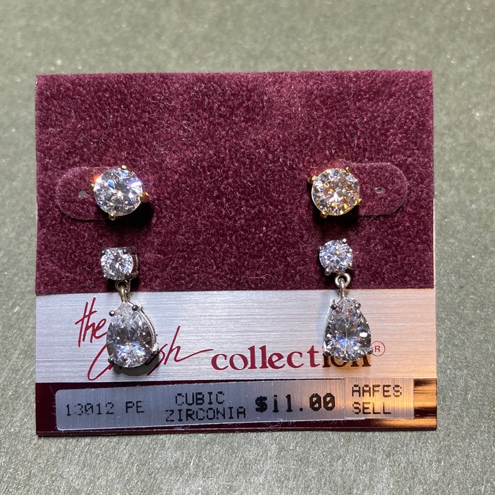Cubic Zirconia Gold tone & Silver tone Earrings - pierced